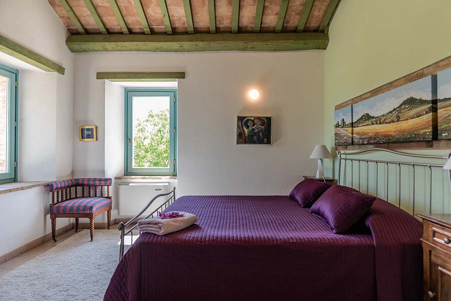 Double bedroom overlooking the Marche countryside